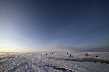 Image showing sunset on a winter day in Dutch landscape