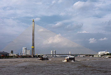 Image showing Mega sling Bridge,Rama 8, in Thailand