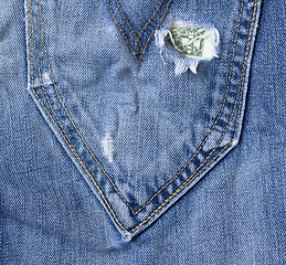 Image showing hole in the jeans pocket