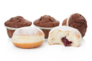 Image showing Donuts and Muffins chocolate desert