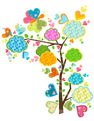 Image showing floral tree and butterflies