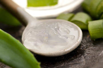 Image showing aloe vera juice with fresh leaves