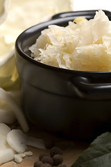 Image showing Fresh pickled cabbage - traditional polish sauerkraut