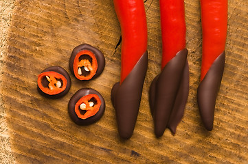 Image showing Homemade chocolate with chilli