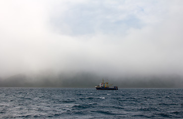 Image showing Fishing trawler during a storm in Pacific ocean