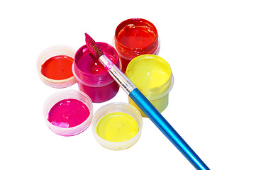 Image showing Gouache and brush colorful