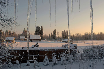 Image showing winter evening in village. russia