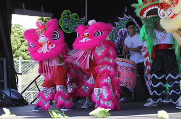 Image showing Lion dancers