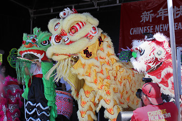 Image showing Lion dancers