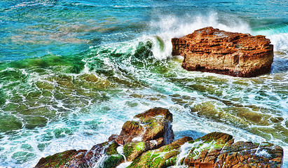 Image showing ocean waves on rocks