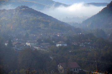 Image showing Foggy Village in Balkan Moubtains in Bulgaria