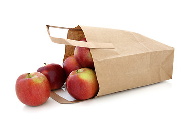 Image showing Apples in a Brown Paper Bag