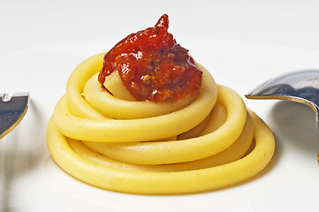 Image showing macaroni with tomato sauce