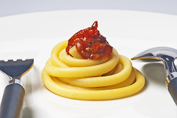 Image showing macaroni with tomato sauce