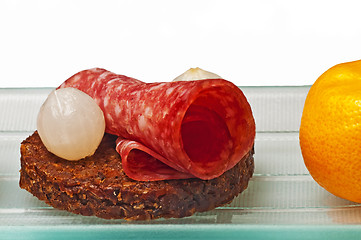 Image showing Pumpernickel with salami