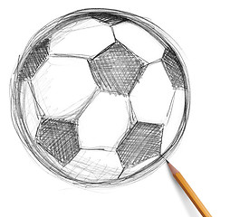 Image showing soccer football ball and pencil