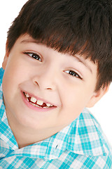 Image showing Photo of adorable young boy looking at camera 