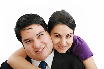 Image showing Portrait of a beautiful young happy smiling couple - isolated 