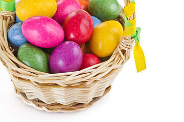 Image showing colorful easter eggs in basket