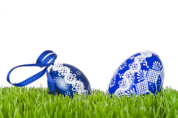 Image showing easter eggs in grass