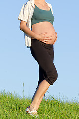 Image showing pregnant woman on meadow