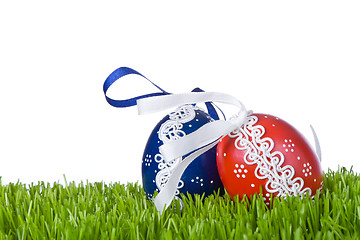 Image showing easter eggs in grass