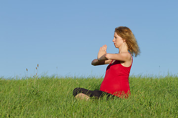 Image showing pregnant woman on meadow