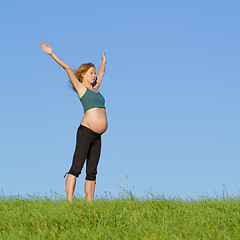 Image showing pregnant woman on meadow