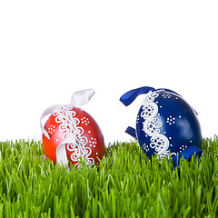 Image showing easter eggs in grass