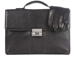 Image showing Man's a brief case and gloves