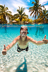 Image showing teenager floats in pool