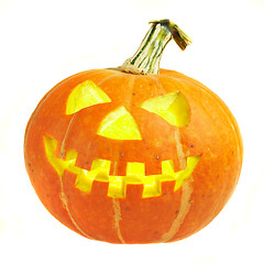 Image showing A scary old jack-o-lantern on white.