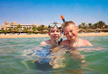 Image showing Two boys on a beach