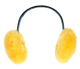 Image showing Yellow ear-flaps on a white background