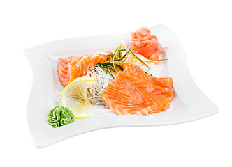 Image showing Tasty fillet of a salmon on a white