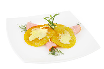 Image showing Fritters with a ham