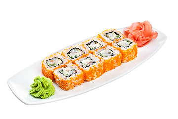 Image showing Sushi (California Roll) on a white background