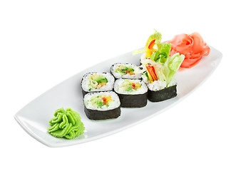 Image showing Sushi (Yasai Roll) on a white background