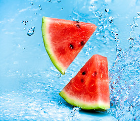 Image showing watermelon and water