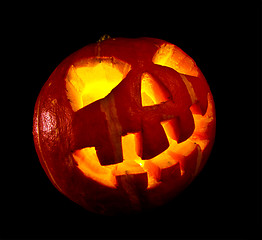 Image showing halloween, old jack-o-lantern on black