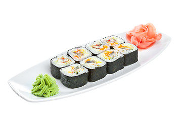 Image showing Sushi (Roll unagi maki) on a white background