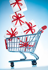 Image showing shopping cart ahd gift