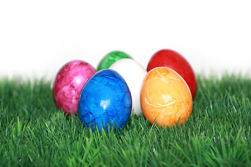 Image showing Many painted Easter eggs