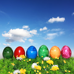 Image showing Happy Easter on a blue background