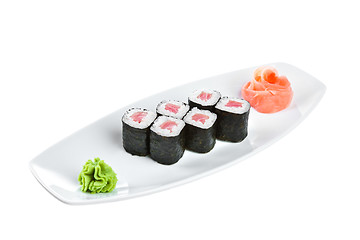 Image showing Sushi (Tekki Maki Roll) on a white background