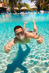 Image showing teenager floats in pool