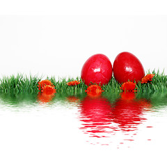Image showing Beautiful decoration with red eggs