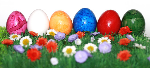 Image showing Colorfully painted Easter eggs