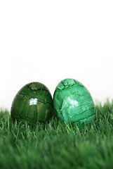 Image showing Green and light green eggs