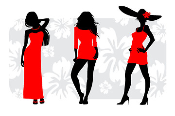 Image showing Three girls silhouettes